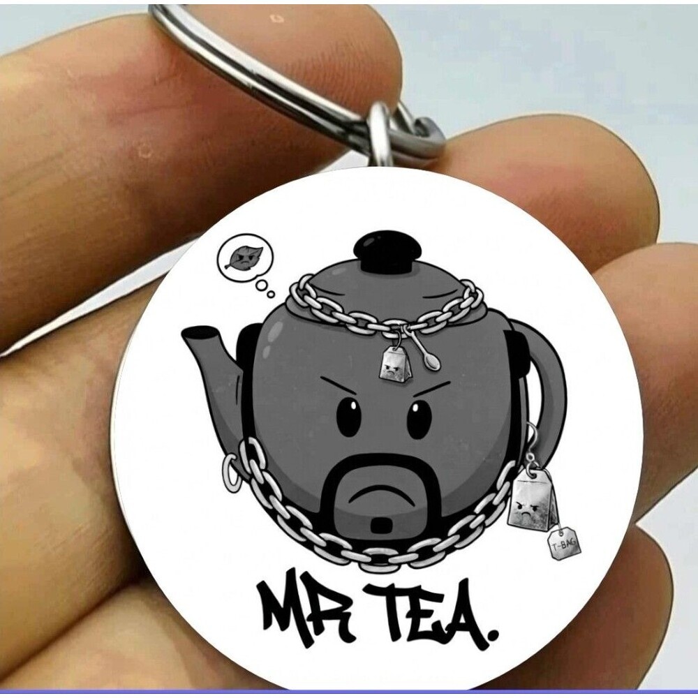 Mr TEA funny Art Stainless Keychain Wrestler Actor Meme Handmade Joke Star Sport